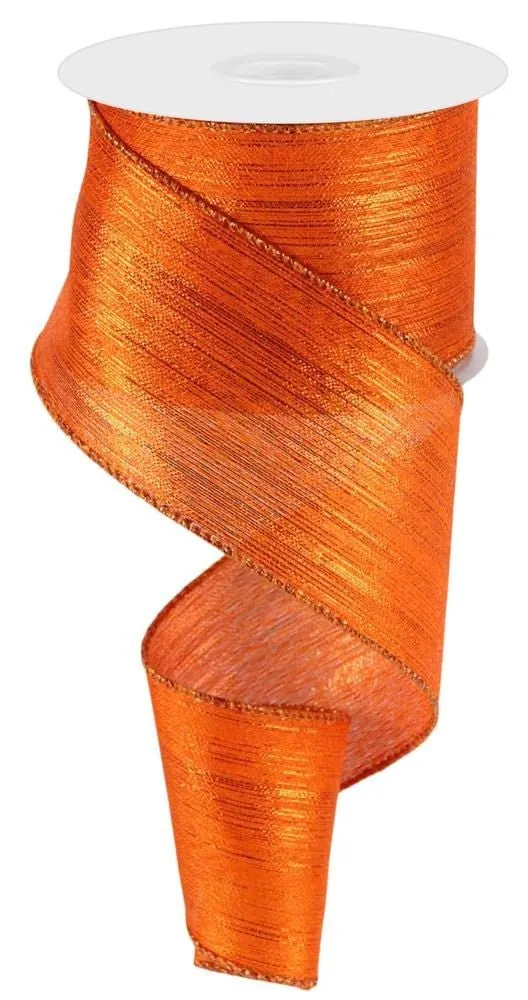 2.5" Metallic Orange Stripe Ribbon - 10yds