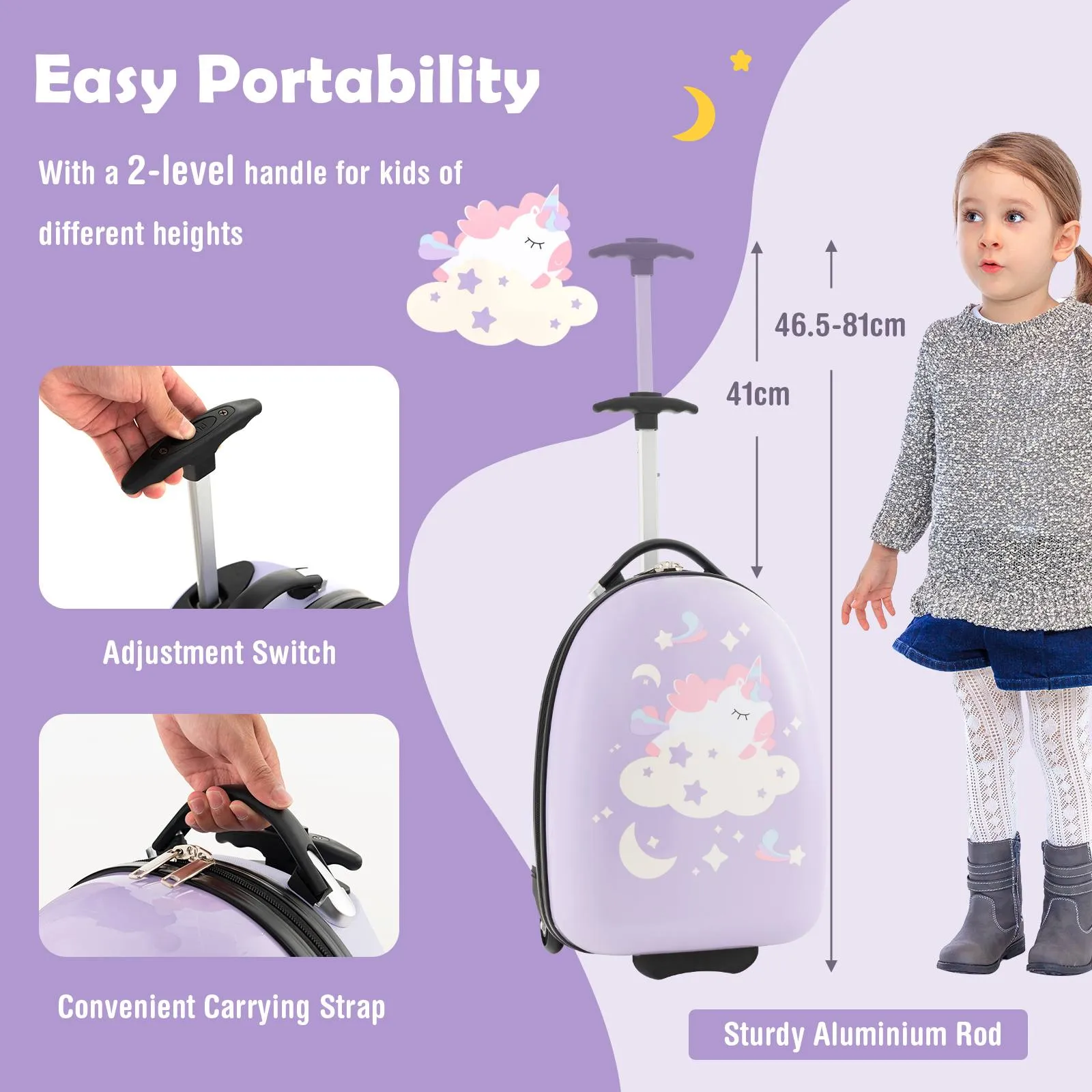 40cm Hard Shell Kids Carry on Luggage