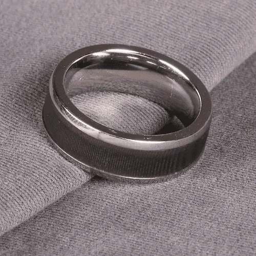 8mm Stainless Steel & Black Carbon Fibre Ring