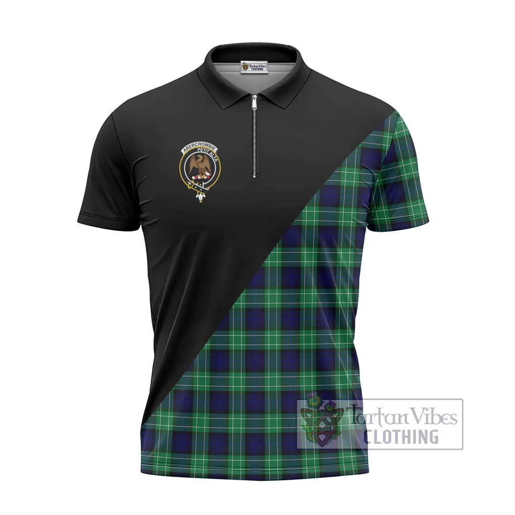 Abercrombie Tartan Zipper Polo Shirt with Family Crest and Military Logo Style