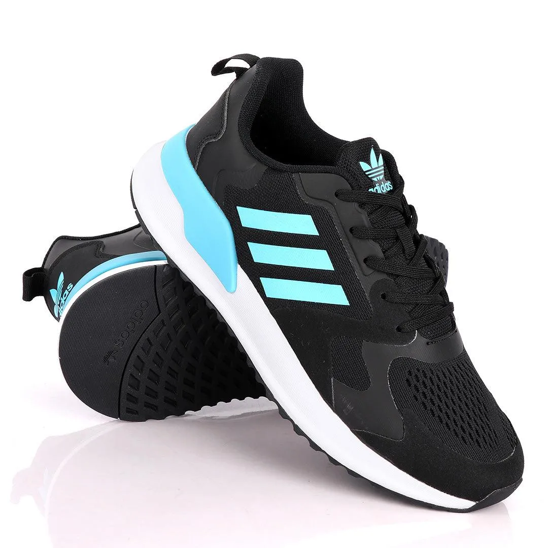 AD X_PLR Brand 3 SkyBlue Stripes Black Sneakers