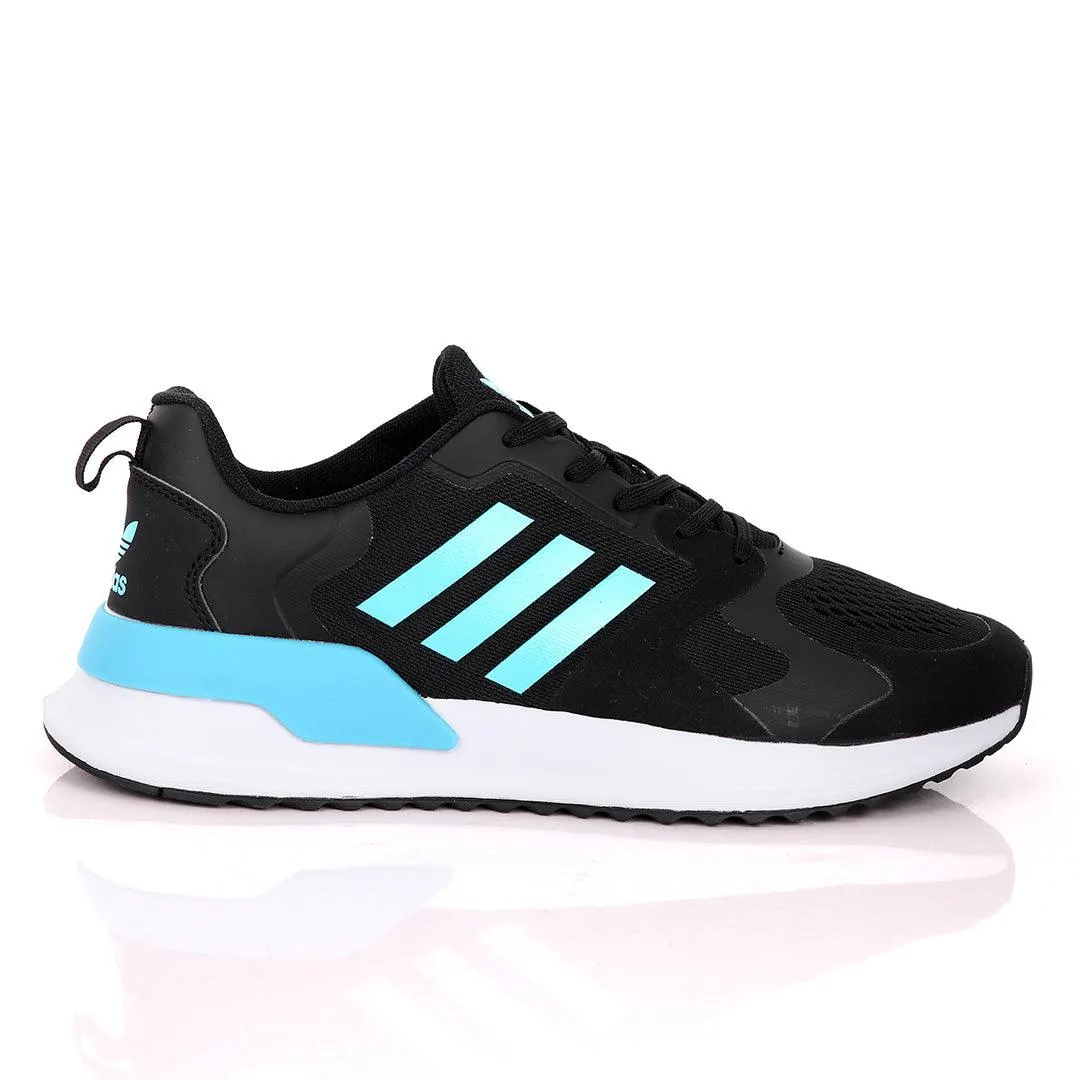 AD X_PLR Brand 3 SkyBlue Stripes Black Sneakers