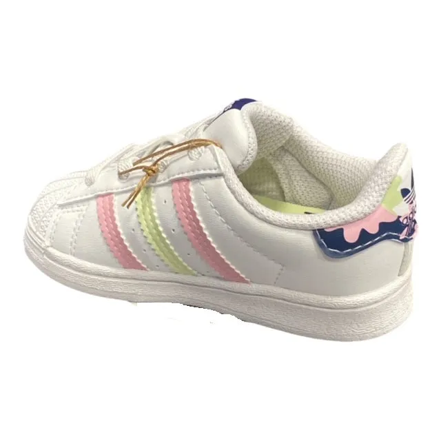 Adidas Originals sneakers da bambina Superstar EL I GY3332 bianco-limone-rosa