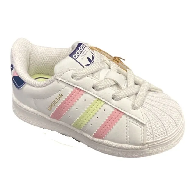 Adidas Originals sneakers da bambina Superstar EL I GY3332 bianco-limone-rosa