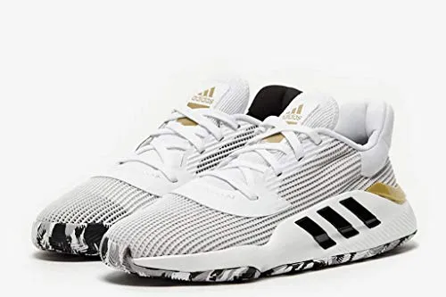 adidas Pro Bounce 2019 Low White/Black/Gold Basketball Shoes 10