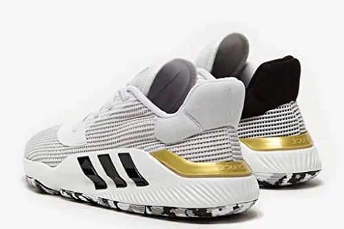 adidas Pro Bounce 2019 Low White/Black/Gold Basketball Shoes 10