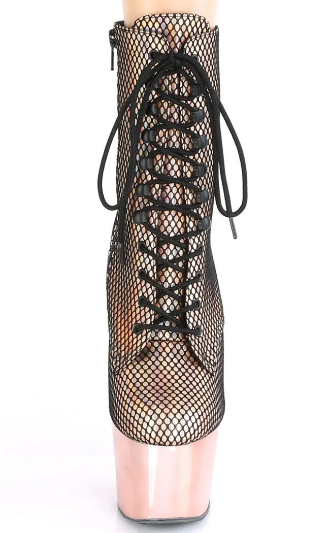 ADORE-1020 Rose Gold Holo Net Ankle Boots