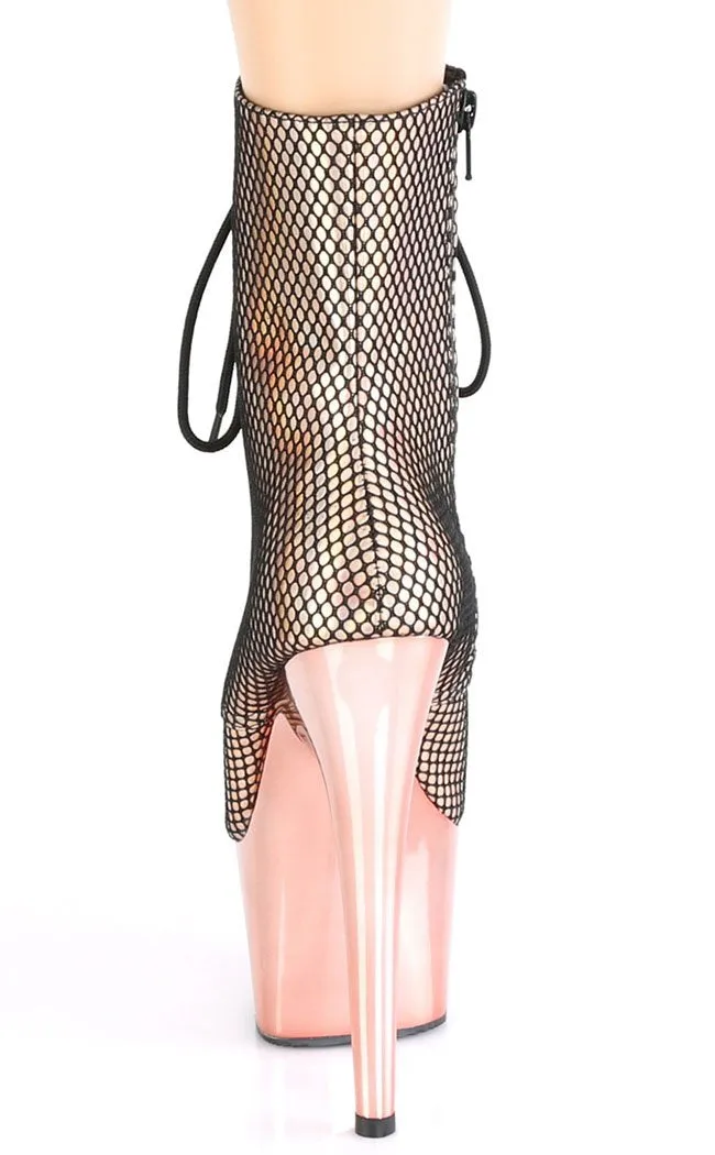 ADORE-1020 Rose Gold Holo Net Ankle Boots