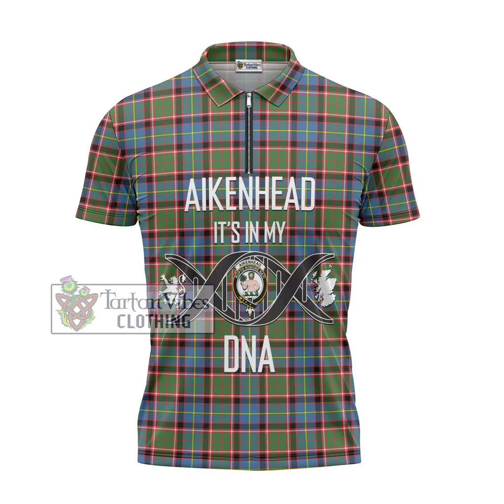 Aikenhead Tartan Zipper Polo Shirt with Family Crest DNA In Me Style