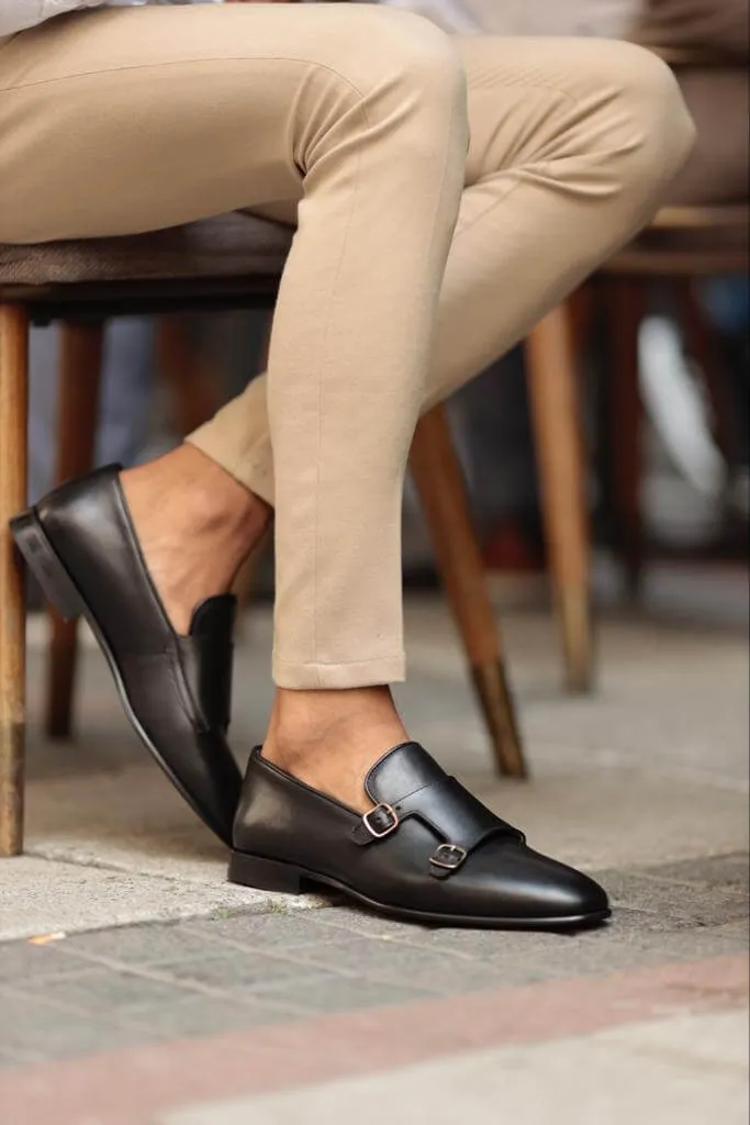 Albina Monk Strap Black Shoe