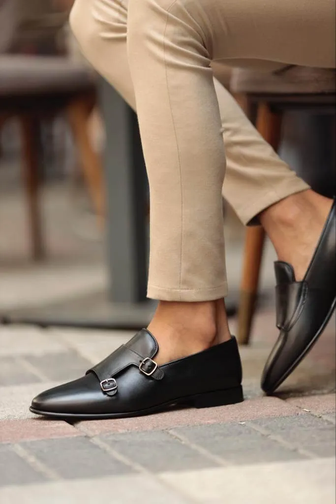 Albina Monk Strap Black Shoe