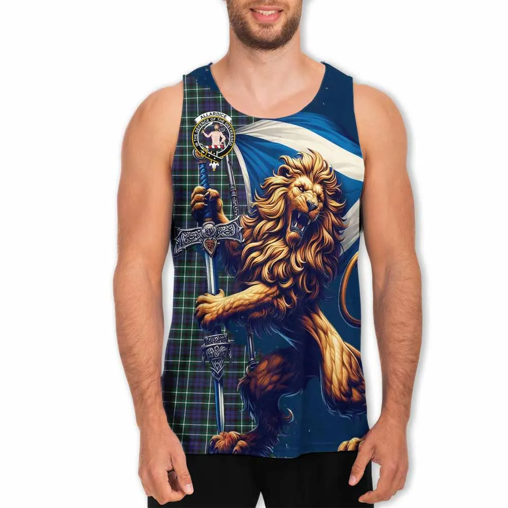 Allardice Tartan Family Crest Men's Tank Top with Scottish Majestic Lion