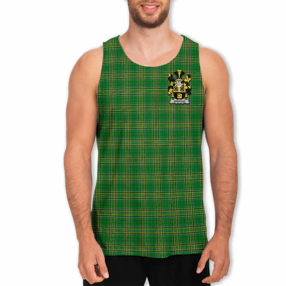 Ambrose Irish Clan Tartan Men's Tank Top with Coat of Arms