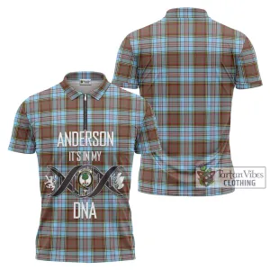 Anderson Ancient Tartan Zipper Polo Shirt with Family Crest DNA In Me Style