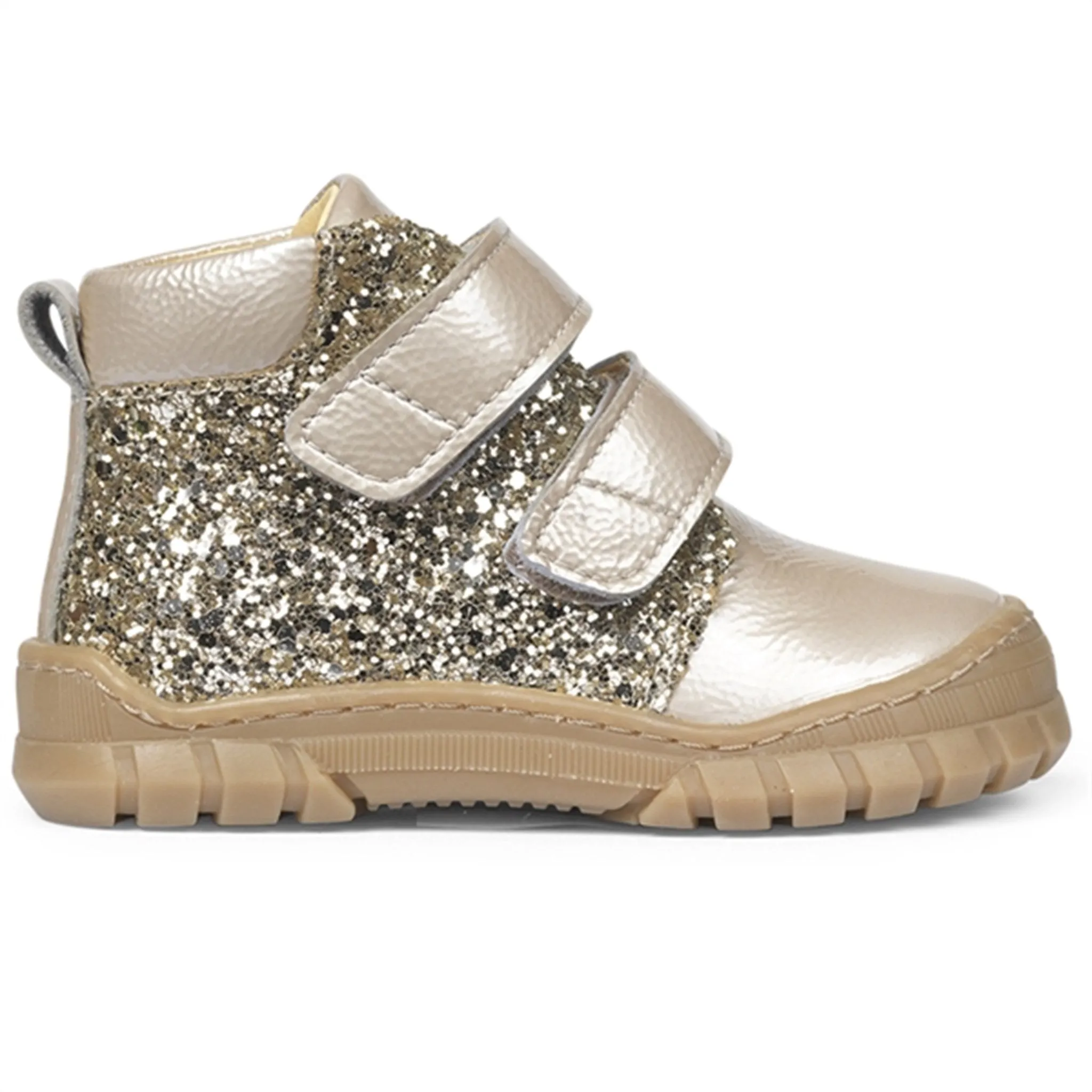 Angulus Beginner Shoes w Velcro Creme/Champagne Glitter