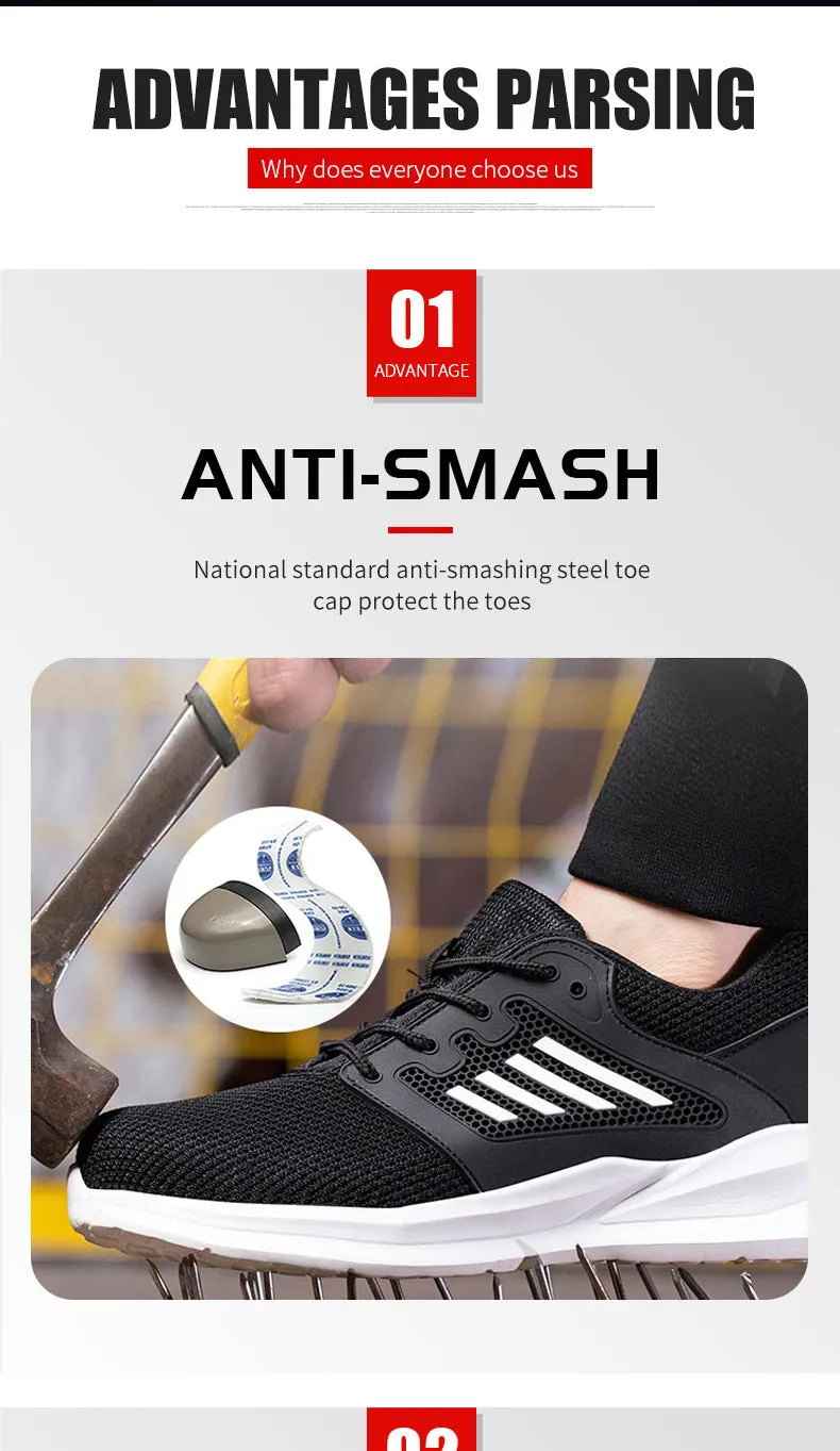 Anti-smashing And Anti-penetration Summer Breathable Safety Shoes Protective Lightweight Comfortable Air Cushion Work Shoes