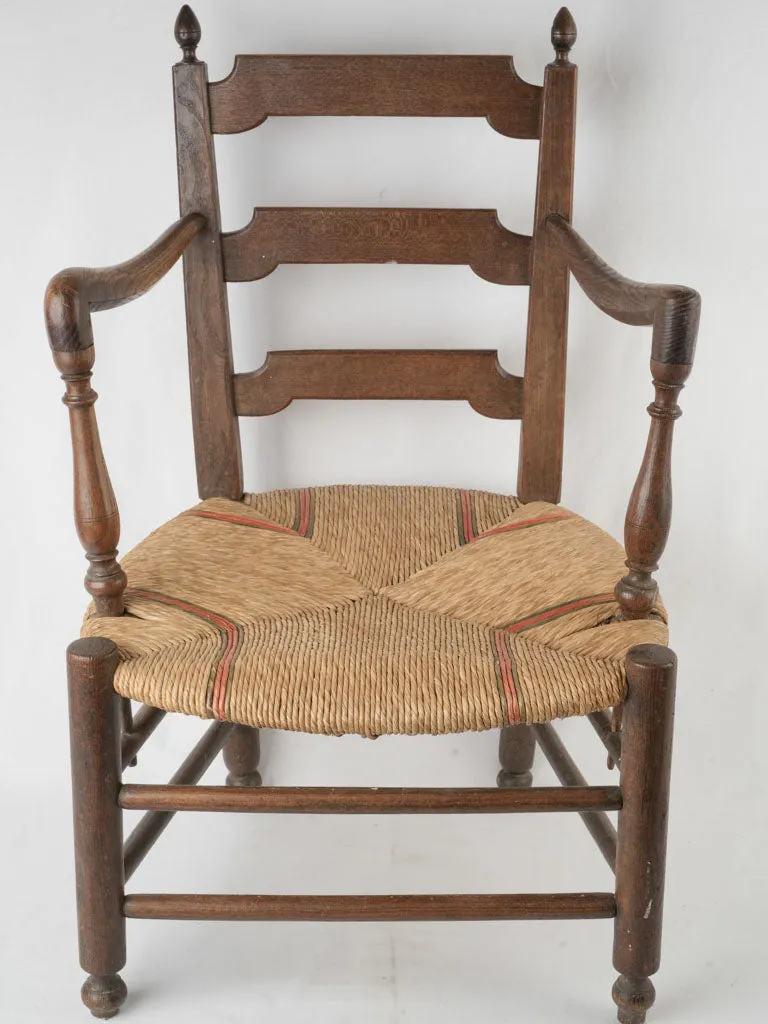 Antique Provencal ladderback armchair w/ rush seat