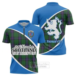 Armstrong Family Crest Tartan Zipper Polo Shirt Celebrate Saint Andrew's Day in Style