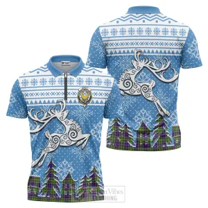 Arnott Clan Christmas Zipper Polo Shirt Celtic Reindeer Style