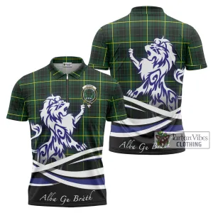 Arthur Modern Tartan Zipper Polo Shirt with Alba Gu Brath Regal Lion Emblem