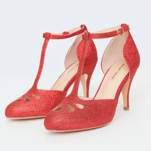 Astaire T-Strap Heel in Red by Unique Vintage