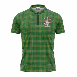 Atkinson Irish Clan Tartan Zipper Polo Shirt with Coat of Arms