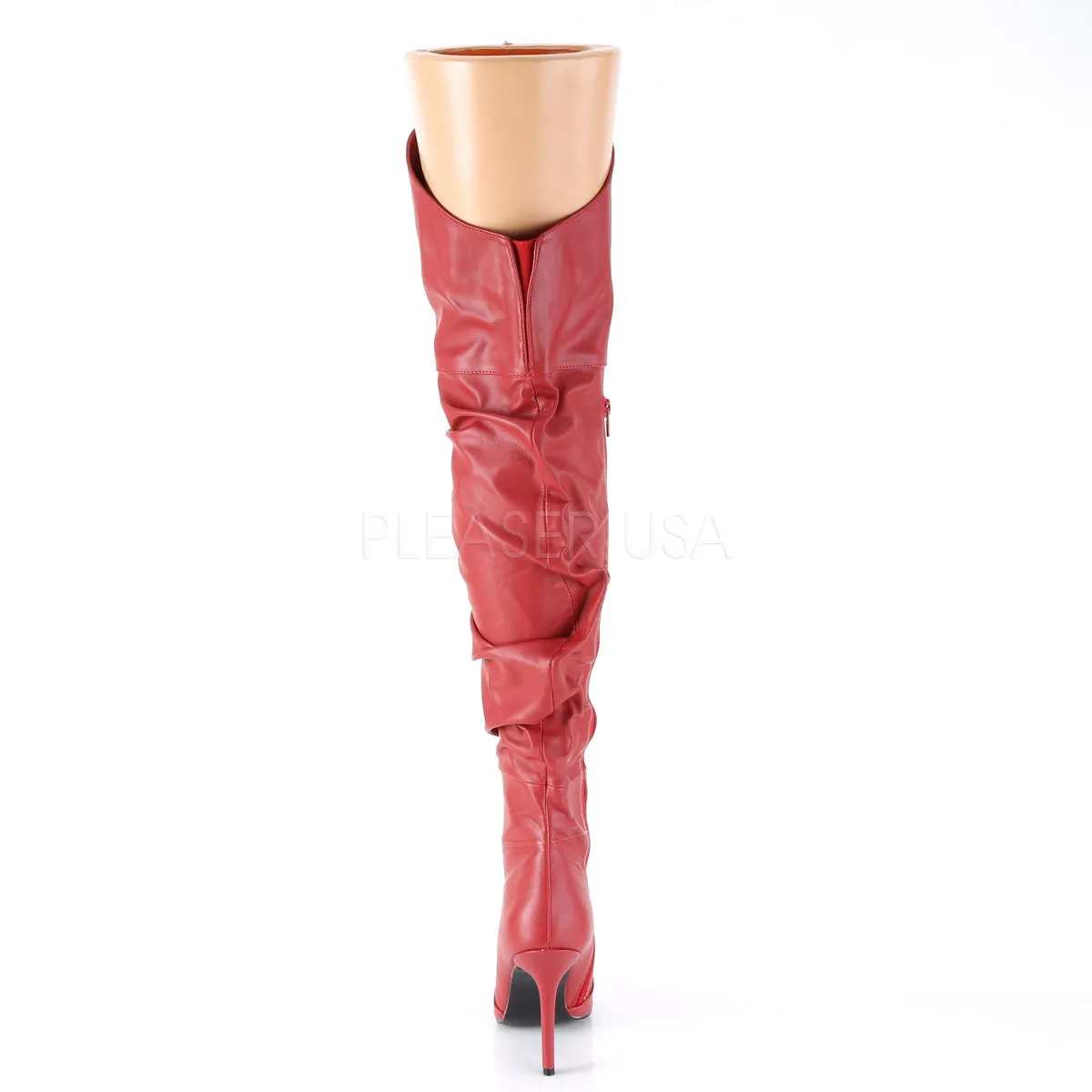 Bad Girls Thigh High Scrunch Boots Red