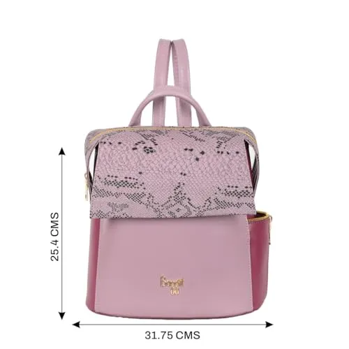 Baggit Women Pink Backpack Small Size | Ladies Stylish Casual Purse Bag