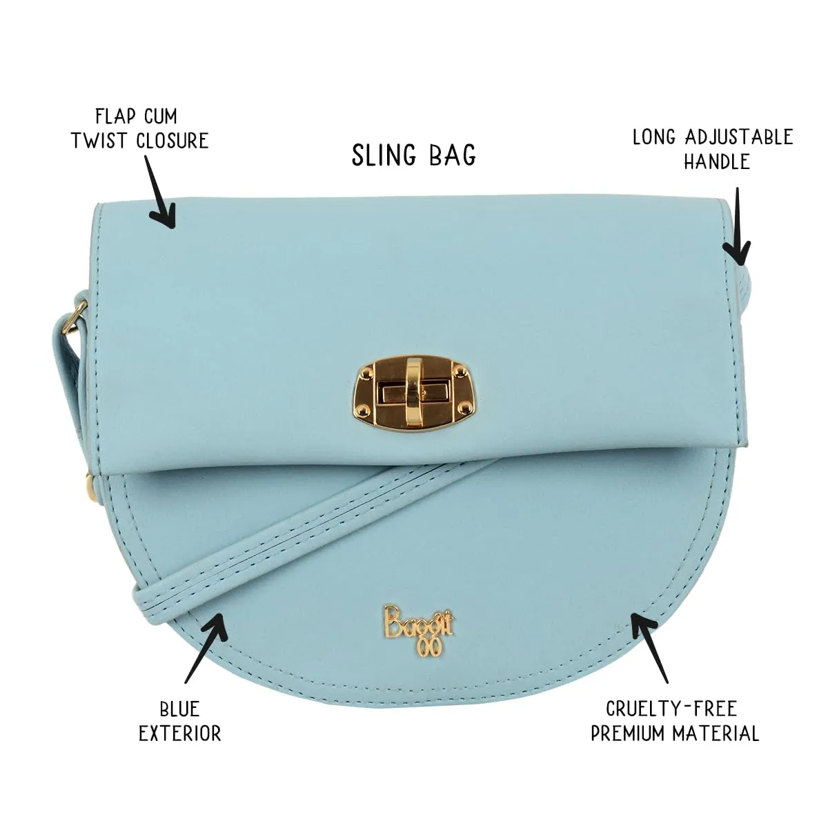 Baggit Women's Sling Bag (Medicine Blue)