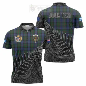 Baird Crest Tartan Zipper Polo Shirt with New Zealand Silver Fern Half Style