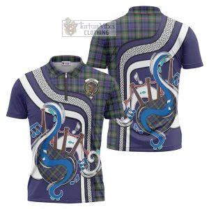 Baird Modern Tartan Zipper Polo Shirt with Epic Bagpipe Style