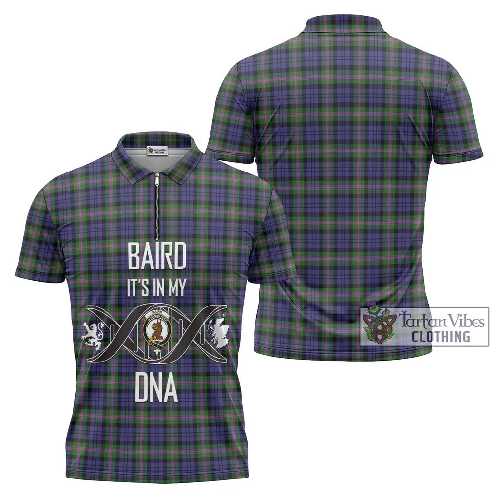 Baird Modern Tartan Zipper Polo Shirt with Family Crest DNA In Me Style