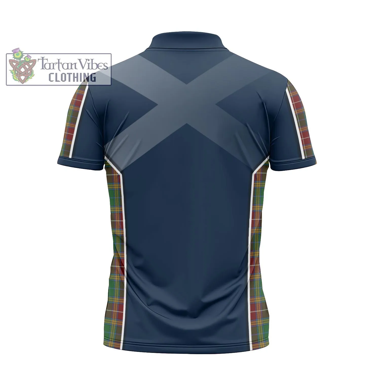 Baxter Tartan Zipper Polo Shirt with Family Crest and Scottish Thistle Vibes Sport Style