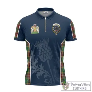 Baxter Tartan Zipper Polo Shirt with Family Crest and Scottish Thistle Vibes Sport Style