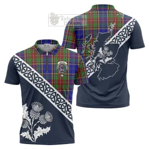 Beattie (Beatty) Tartan Zipper Polo Shirt Featuring Thistle and Scotland Map