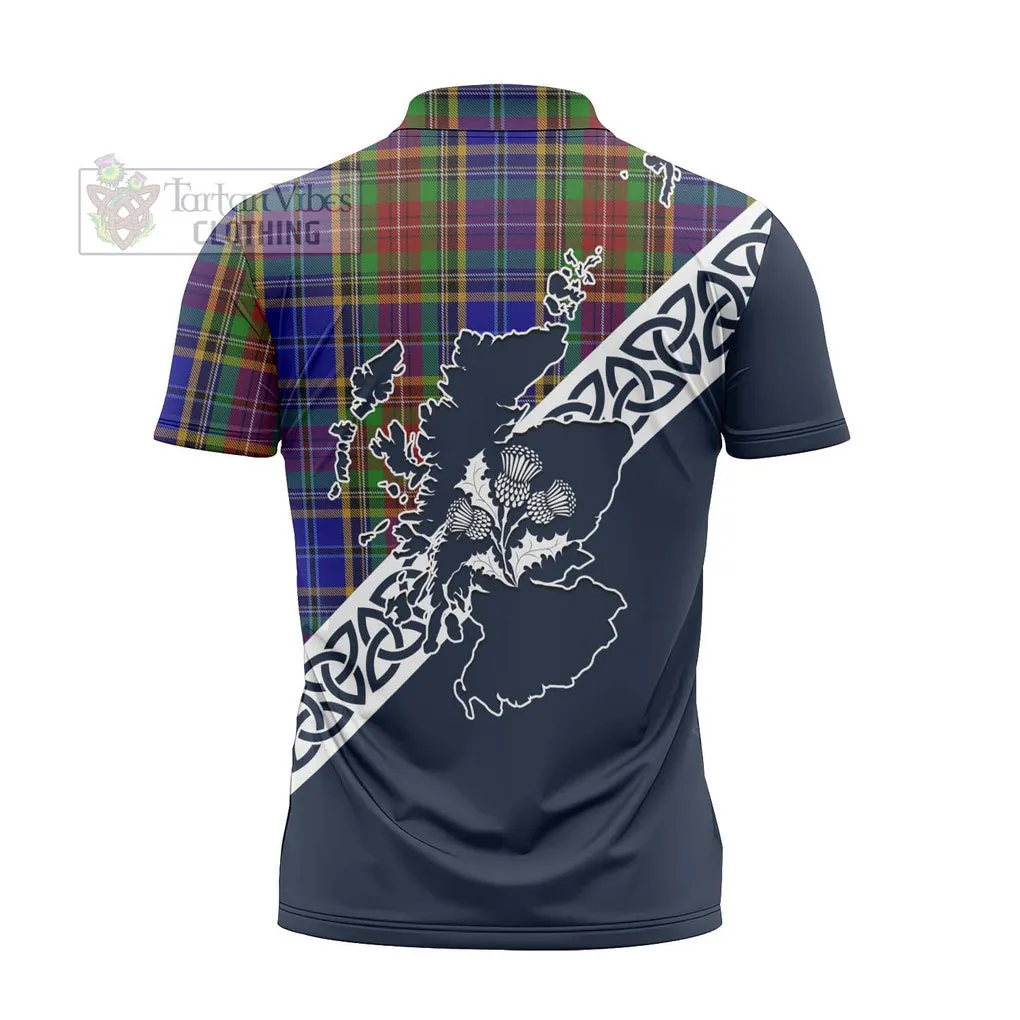 Beattie (Beatty) Tartan Zipper Polo Shirt Featuring Thistle and Scotland Map