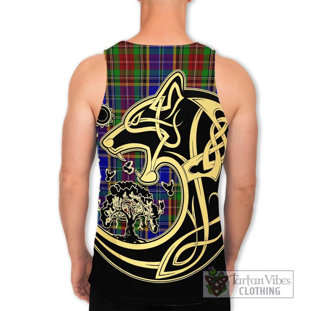 Beattie Tartan Men's Tank Top with Family Crest Celtic Wolf Style