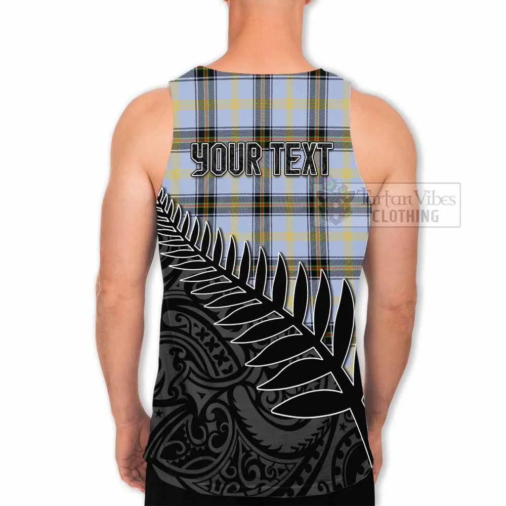 Bell Crest Tartan Men's Tank Top with New Zealand Silver Fern Half Style