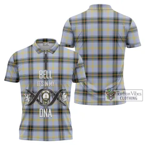 Bell Tartan Zipper Polo Shirt with Family Crest DNA In Me Style