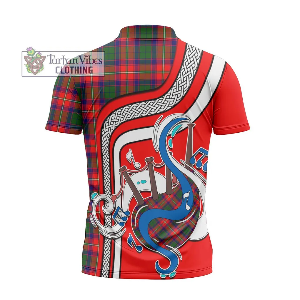 Belshes Tartan Zipper Polo Shirt with Epic Bagpipe Style