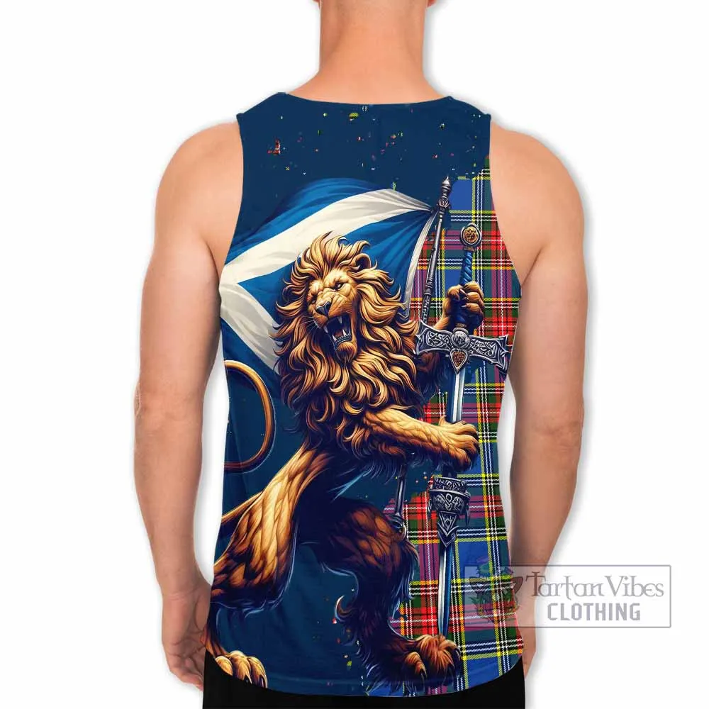 Bethune Tartan Family Crest Men's Tank Top with Scottish Majestic Lion