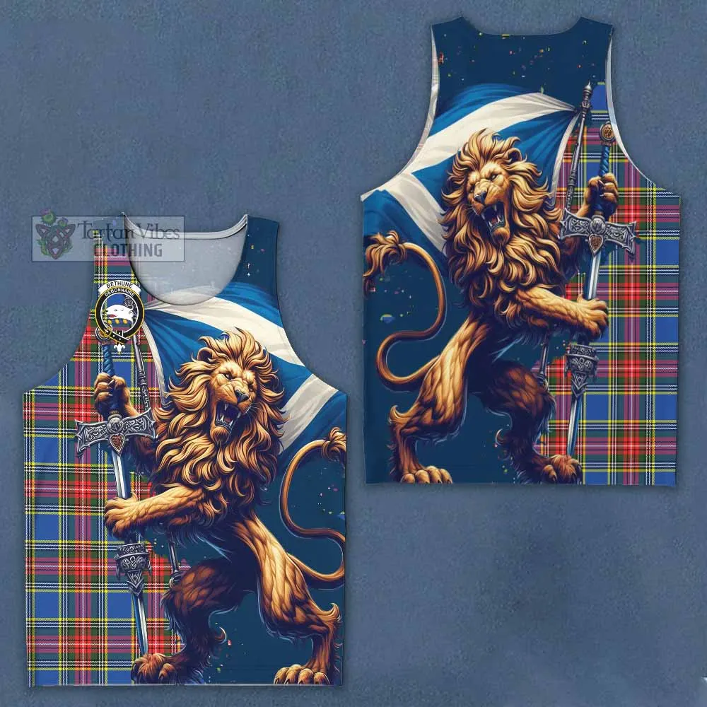 Bethune Tartan Family Crest Men's Tank Top with Scottish Majestic Lion