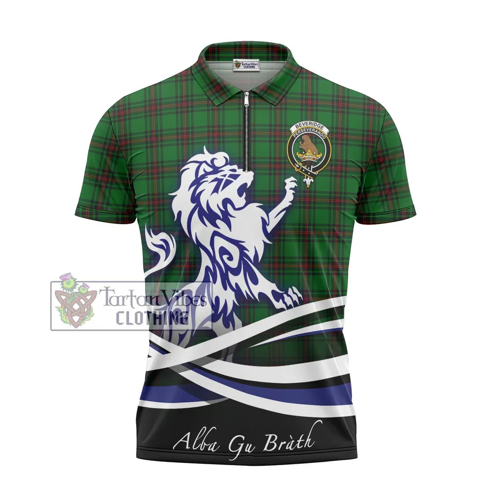 Beveridge Tartan Zipper Polo Shirt with Alba Gu Brath Regal Lion Emblem