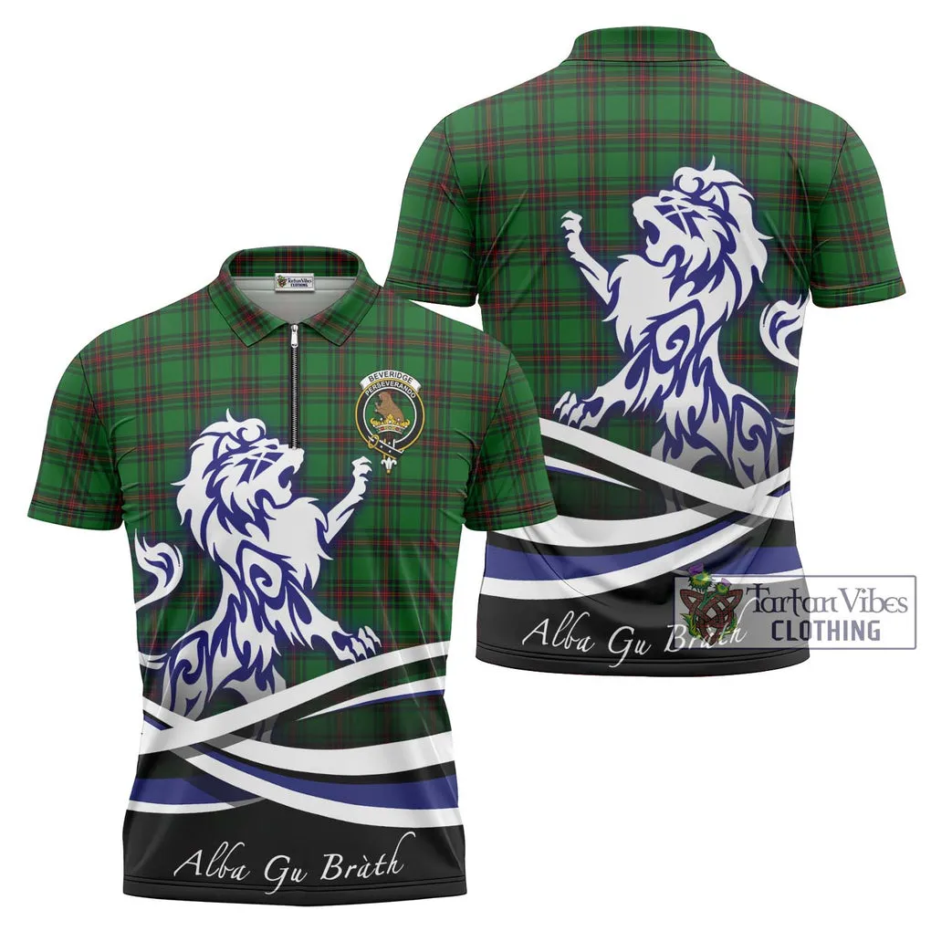 Beveridge Tartan Zipper Polo Shirt with Alba Gu Brath Regal Lion Emblem