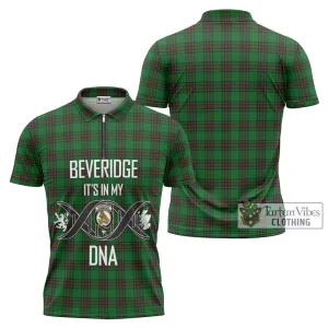 Beveridge Tartan Zipper Polo Shirt with Family Crest DNA In Me Style