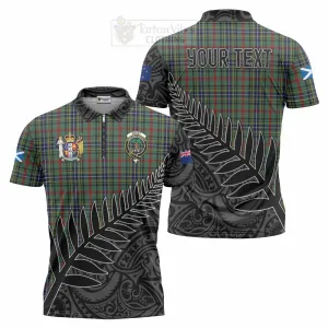 Bisset Crest Tartan Zipper Polo Shirt with New Zealand Silver Fern Half Style