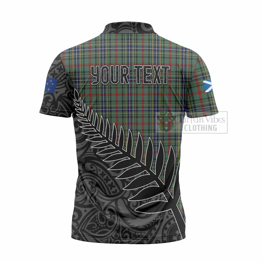 Bisset Crest Tartan Zipper Polo Shirt with New Zealand Silver Fern Half Style