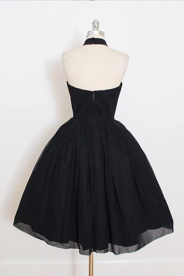 Black Halter Simple Short Homecoming/Party Dresses PD106