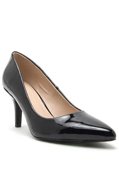 Black Patent Pointed Toe Pump