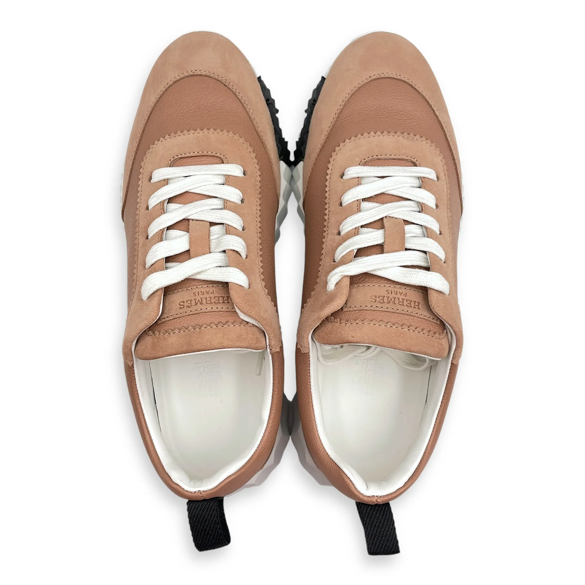 Bouncing 38.5 Beige Perlino Sneakers in Chevre Sport/Velours